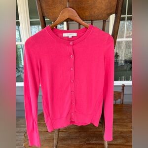 Ann Taylor Loft Women’s Pink Button Down Cardigan Sweater 100% Cotton Size XS